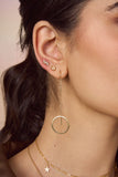 Circle Drop Threader Earrings in 18K Yellow Gold