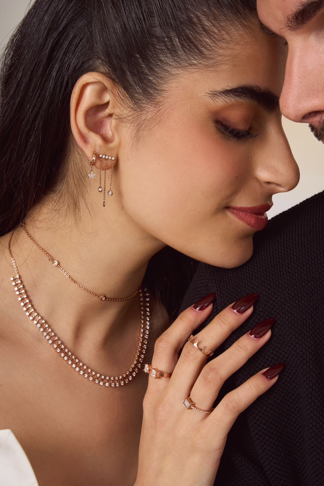 Chain Drop Diamond Earrings in 18K Rose Gold