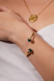 Diamond Bangle Bracelet with Malachite stone in 18k Gold