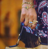 Coloured Stone Chain Bracelet in 18k Yellow Gold