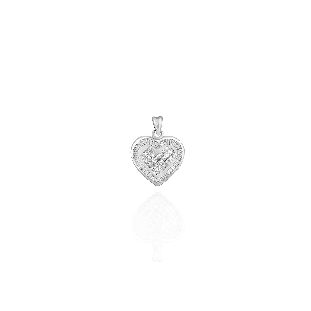 Heart Pendant With Diamond in 18k White Gold