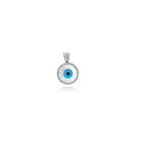 Evil Eye Mother of Pearl Luck Charm in 18k White Gold and Diamonds
