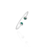 Diamond Bangle Bracelet with Malachite stone in 18k Gold