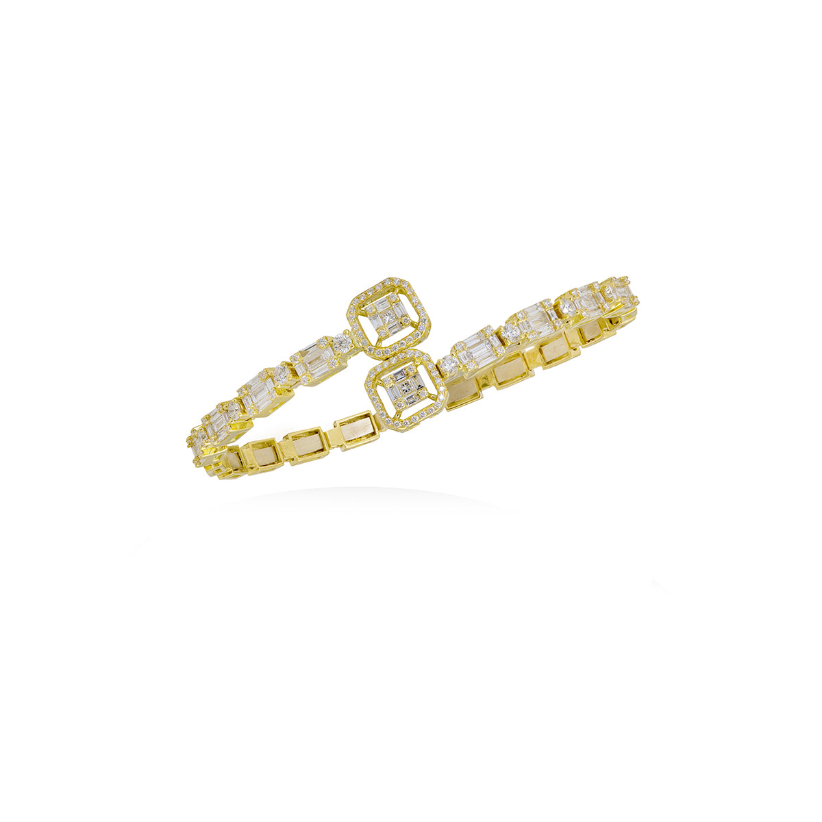 Diamond Cuff Bracelet In 18K Yellow Gold