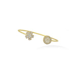 Round Cut Diamond Cuff Bracelet in 18k Gold