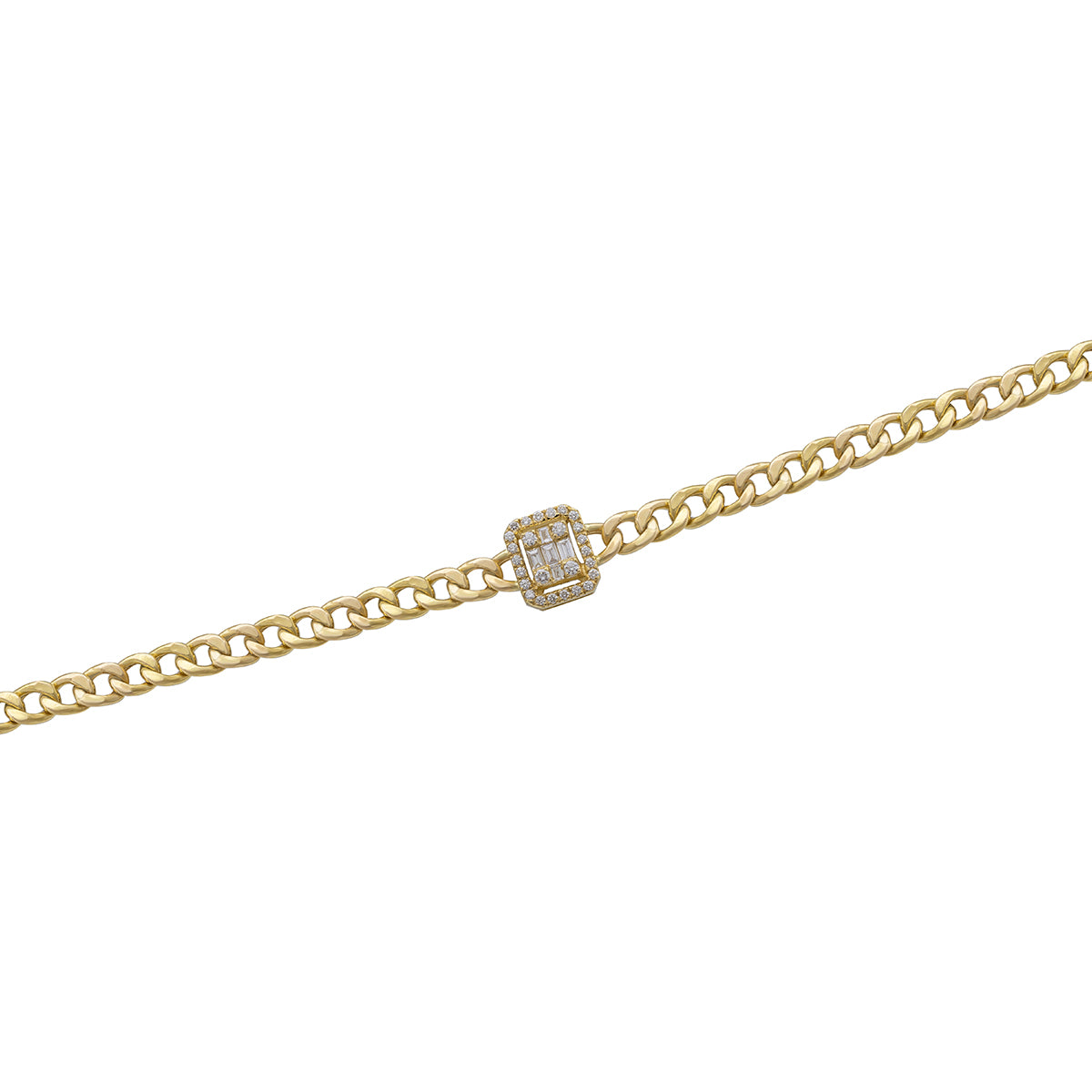 Sophisticated Cuban Link Bracelet with Diamonds
