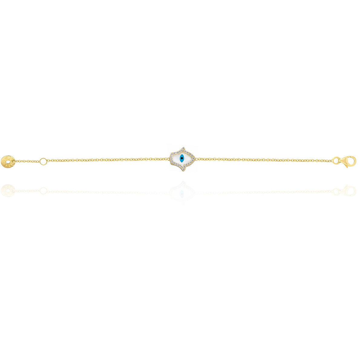 18k Gold Diamond Hamsa Hand Chain Bracelet