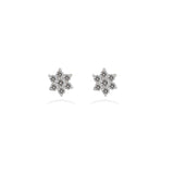 Diamond Flower Earrings in 18k White Gold
