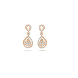 Diamond Round and Pear Shape Halo Drop Earrings in 18k Gold