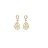 Diamond Round and Pear Shape Halo Drop Earrings in 18k Gold