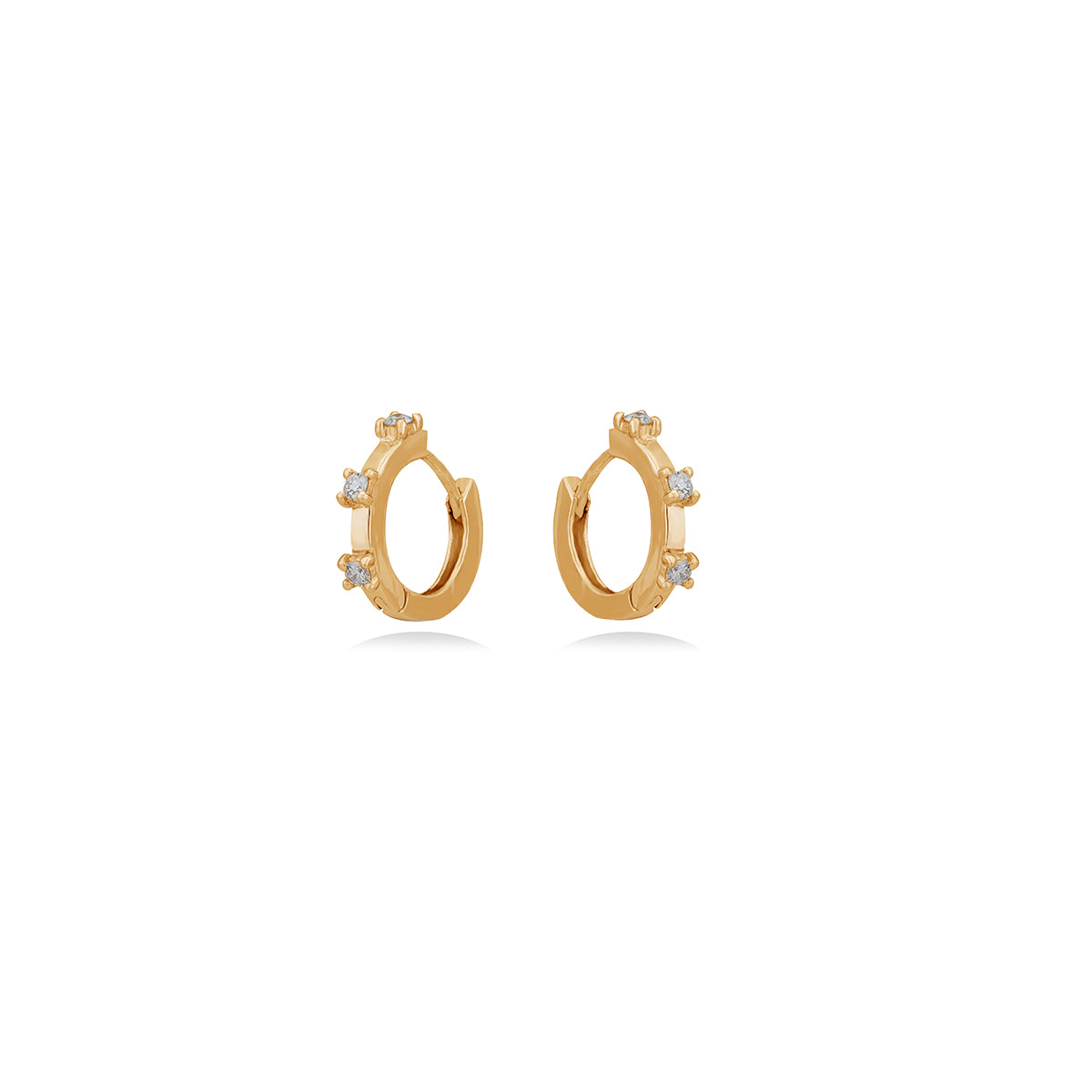 Tow Stone Diamond Hoop Earring 18k Gold