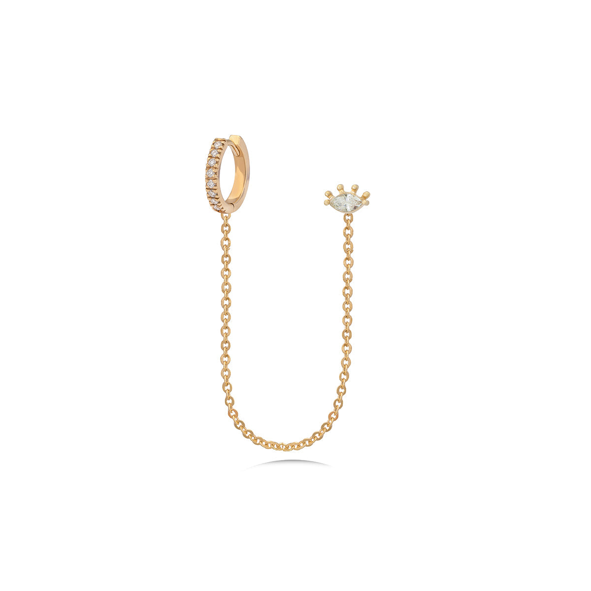 Diamond Chain and Hoops Stud Earrings in 18k Gold