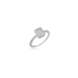 Diamond Square Frame Engagement Ring in 18K Gold