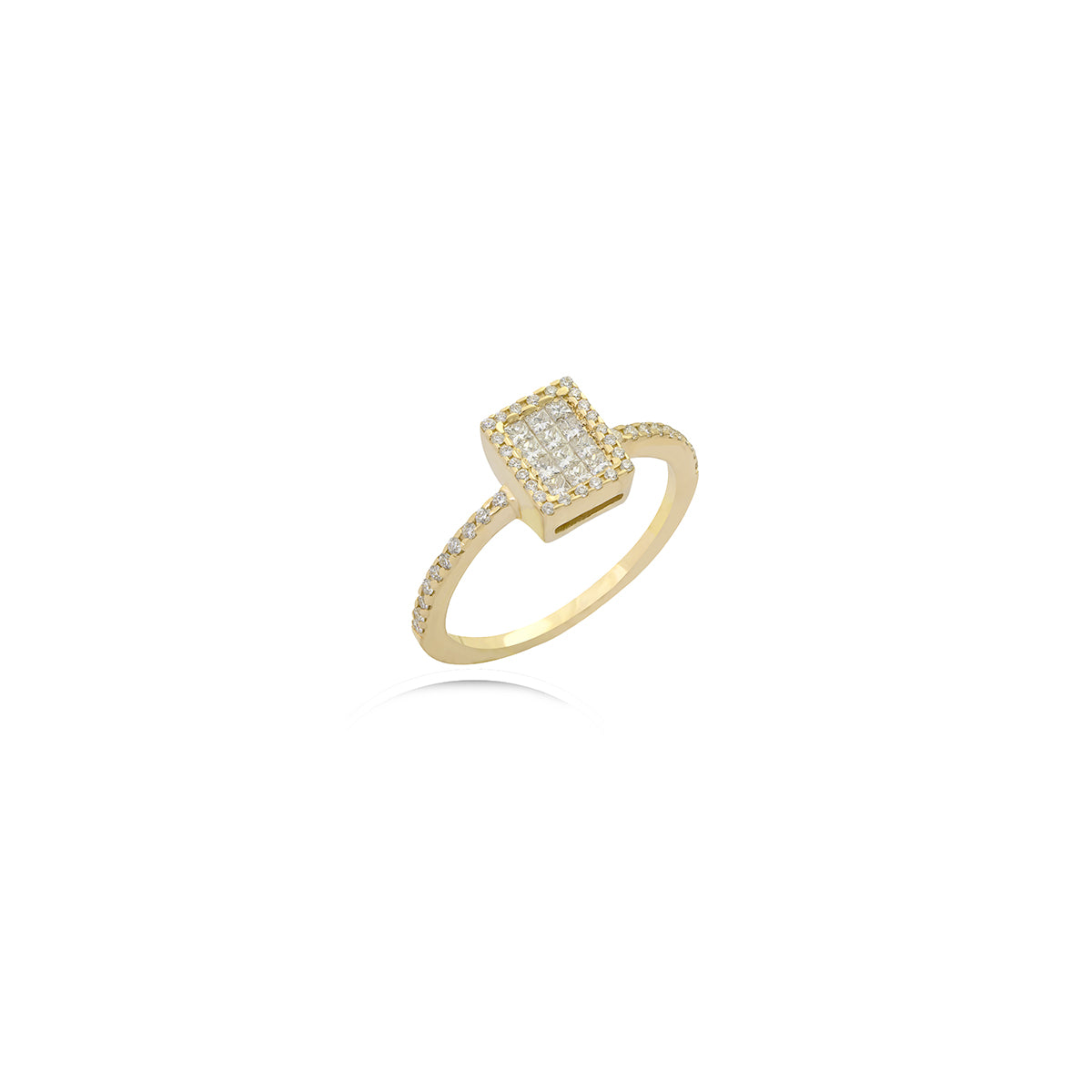 Diamond Square Frame Engagement Ring in 18K Gold