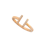 Diamond Double T Bar Ring in 18K Yellow Gold