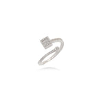 Diamond Engagement Cuff Ring In 18K Gold -White Gold