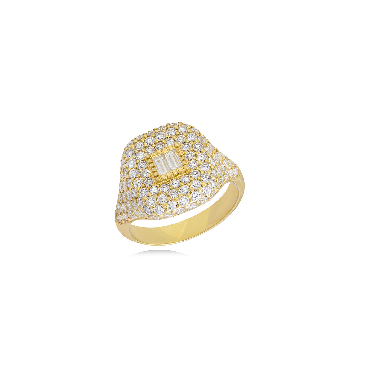 Diamond Signet Ring in 18k Yellow Gold
