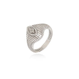 Diamond Signet Ring in 18k White Gold