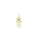 Hamsa Hand With Gemstone Pendant In 18K Gold - Yellow Gold