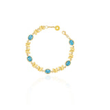 Butterfly & Blue stones link Bracelet in 18k Yellow Gold