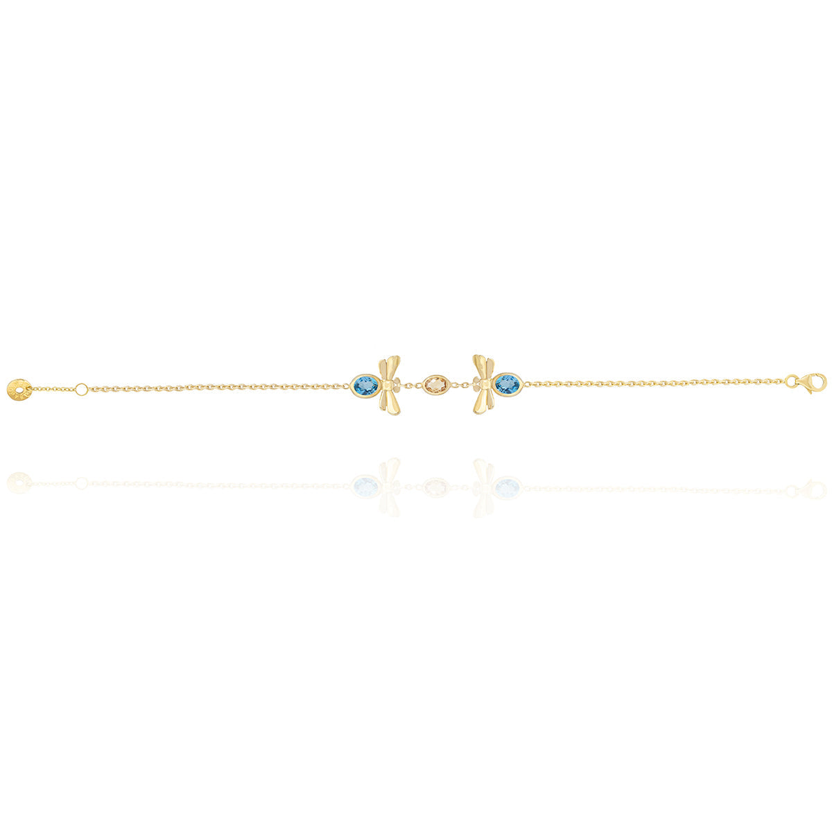 Coloured Stone Chain Bracelet in 18k Yellow Gold