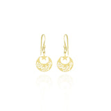 Crescent and star Drop Earrings in 18k Yellow Gold