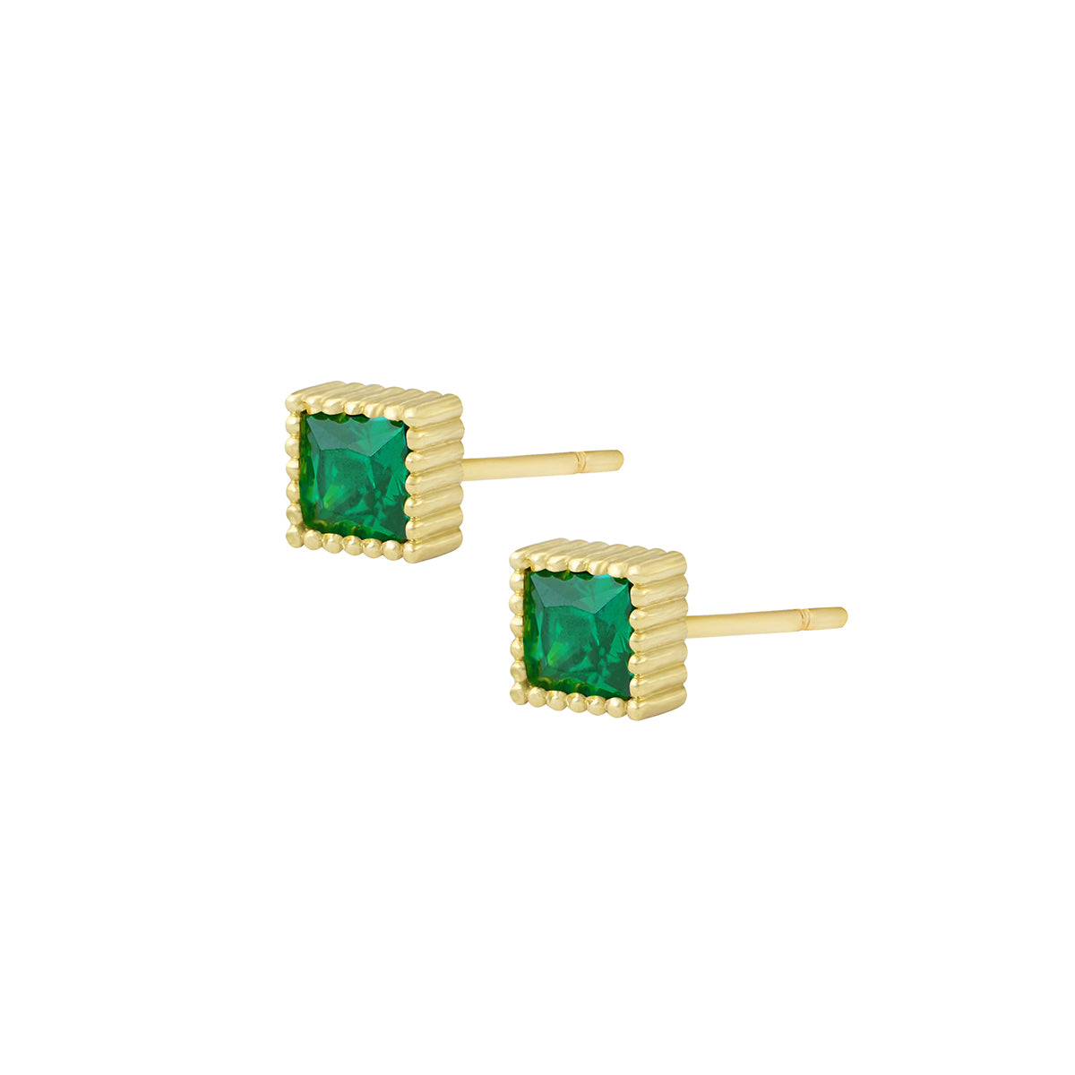 Square Emerald cut Stud Earrings in 18K Yellow Gold