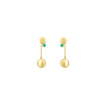 Dainty Chain And Bead Long Gold Drop Earrings in 18K Yellow gold