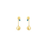Dainty Chain And Bead Long Gold Drop Earrings in 18K Yellow gold