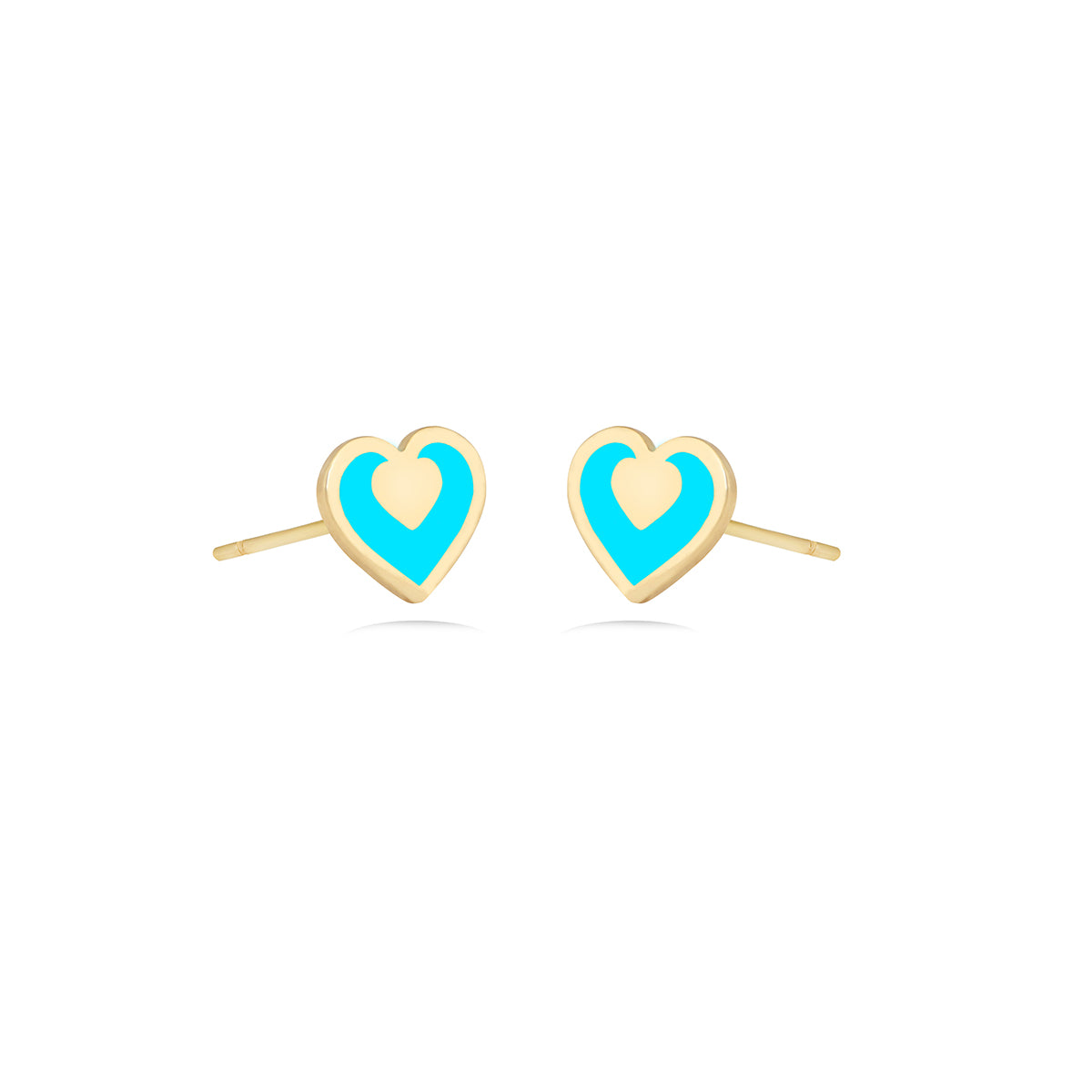 Green Candy Heart Earrings in 18k Yellow Gold