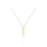 White Pearl Charm Necklace in 18k Yellow gold