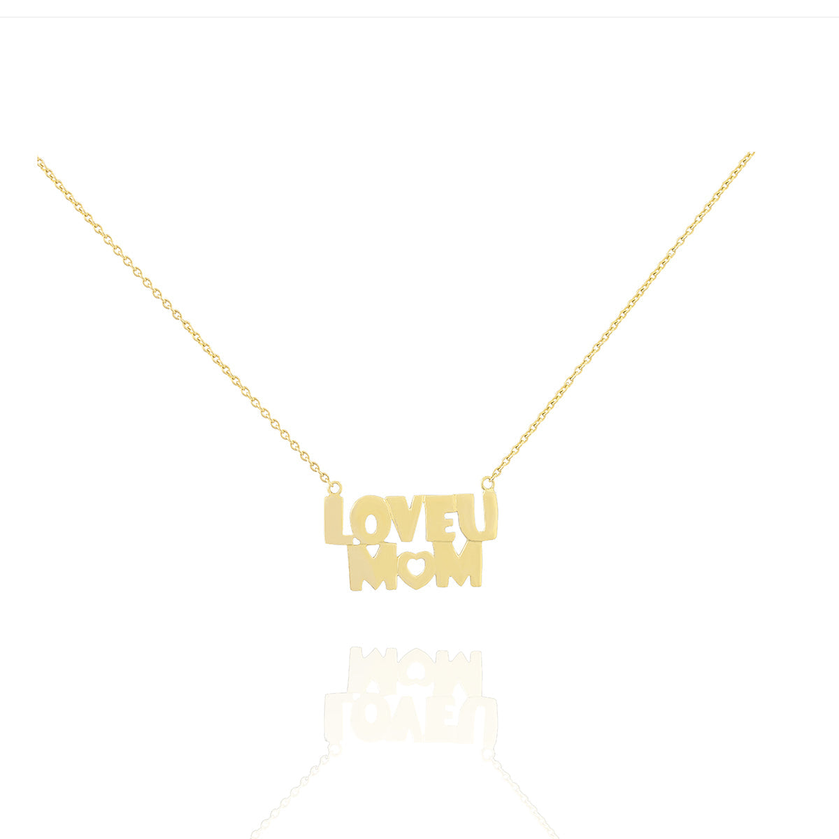 Love You Mom Necklace in 18k Yellow Gold | El Mawardy Jewelry 