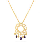 Pendant Necklace With Colorful Stones In 18K Gold