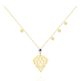 Art Deco Evil Eye Necklace in 18k Yellow gold | El Mawardy Jewelry 