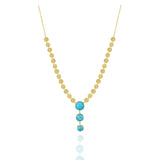 Turquoise Drop Necklace With Hammered Gold Coins | El Mawardy Jewelry 