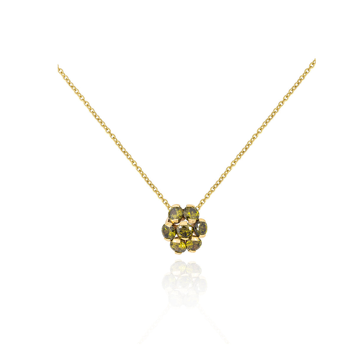 Cluster Flower Necklace in 18k yellow Gold | El Mawardy Jewelry 
