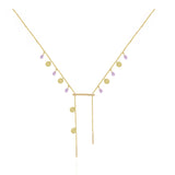 Purple Drops Necklace With Hammered Gold Coins | El Mawardy Jewelry 