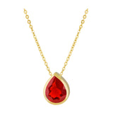 Teardrop Garnet Necklace in 18K Yellow Gold