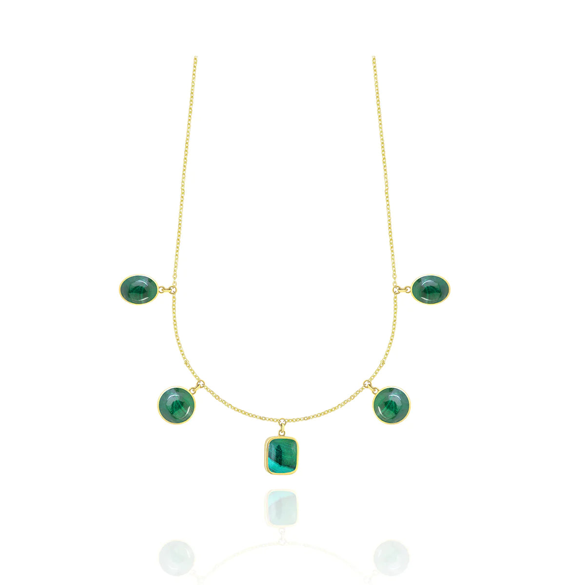 Malachite Charms Necklace in 18k Yellow gold