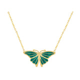 Green Butterfly Necklace in 18K Yellow Gold