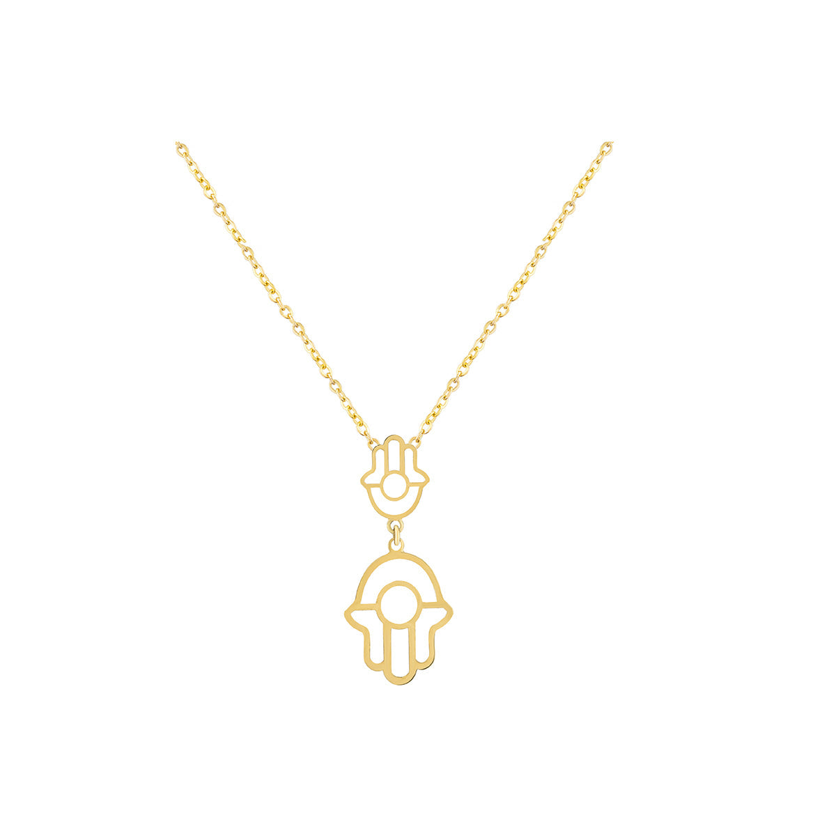 Hamsa Hand Necklace in 18K Yellow gold