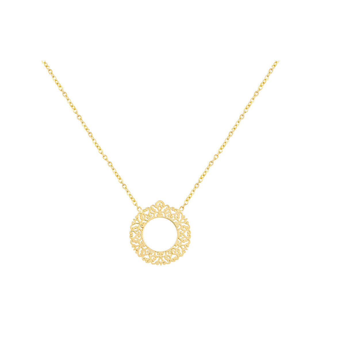 Circle Pendant Necklace in 18K Yellow Gold