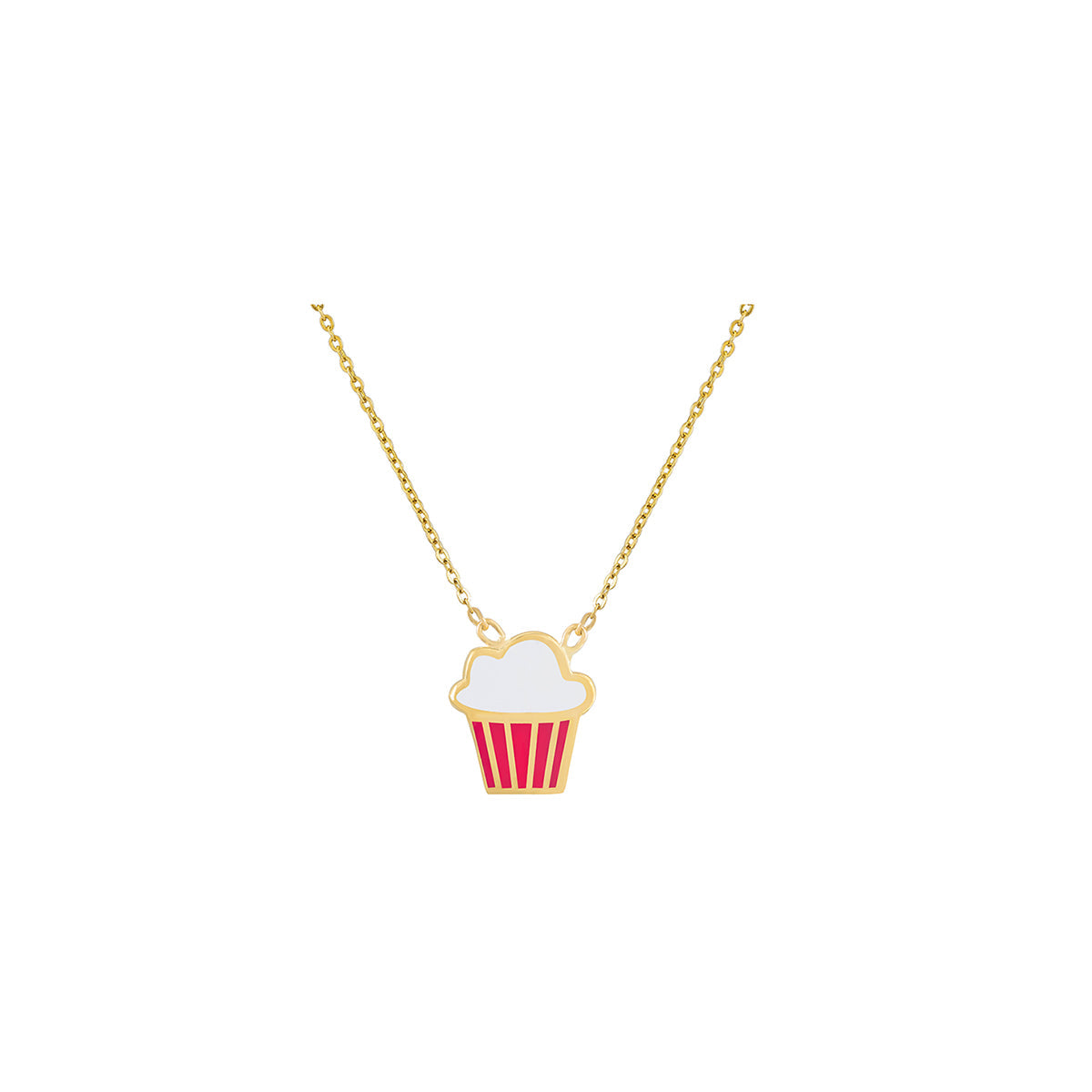 Cupcake Charm Necklace in 18K Yellow Gold