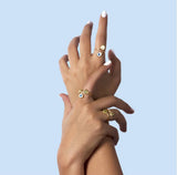 Evil Eye Bypass Ring in 18K Yellow Gold