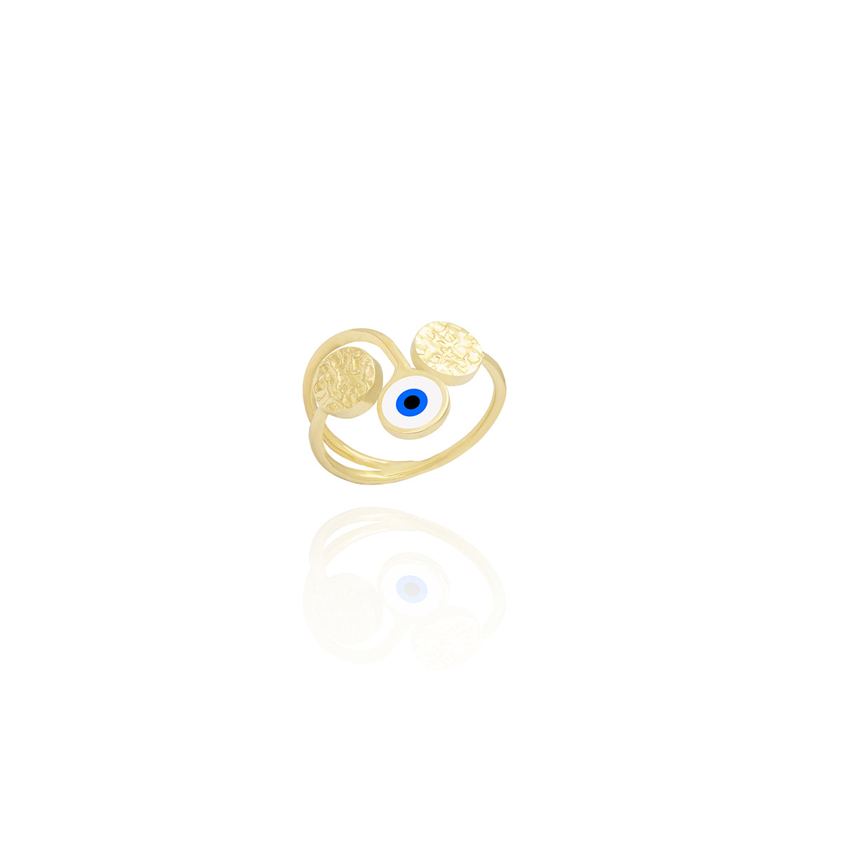 Evil Eye Warp Ring in 18K Yellow Gold
