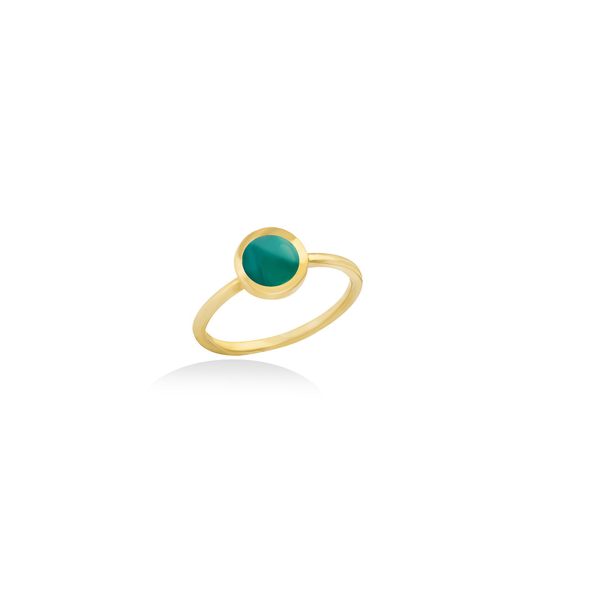 Band Ring Inlaid With Green Gem Stones Lobe In 18K Gold - Yellow Gold