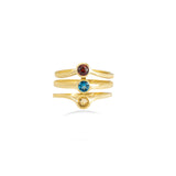 Triple rows Gold Ring in 18k Yellow gold