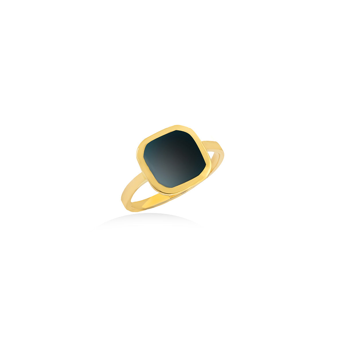 Black Enamel Signet Ring in 18k Yellow Gold