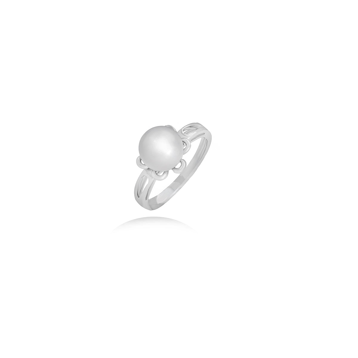 White Pearl Ring in 18k White Gold