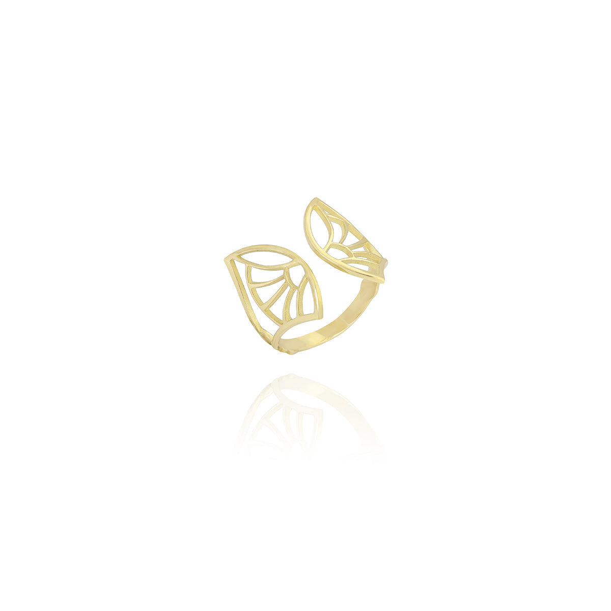 Louts Flower Cuff Ring in 18k Yellow gold